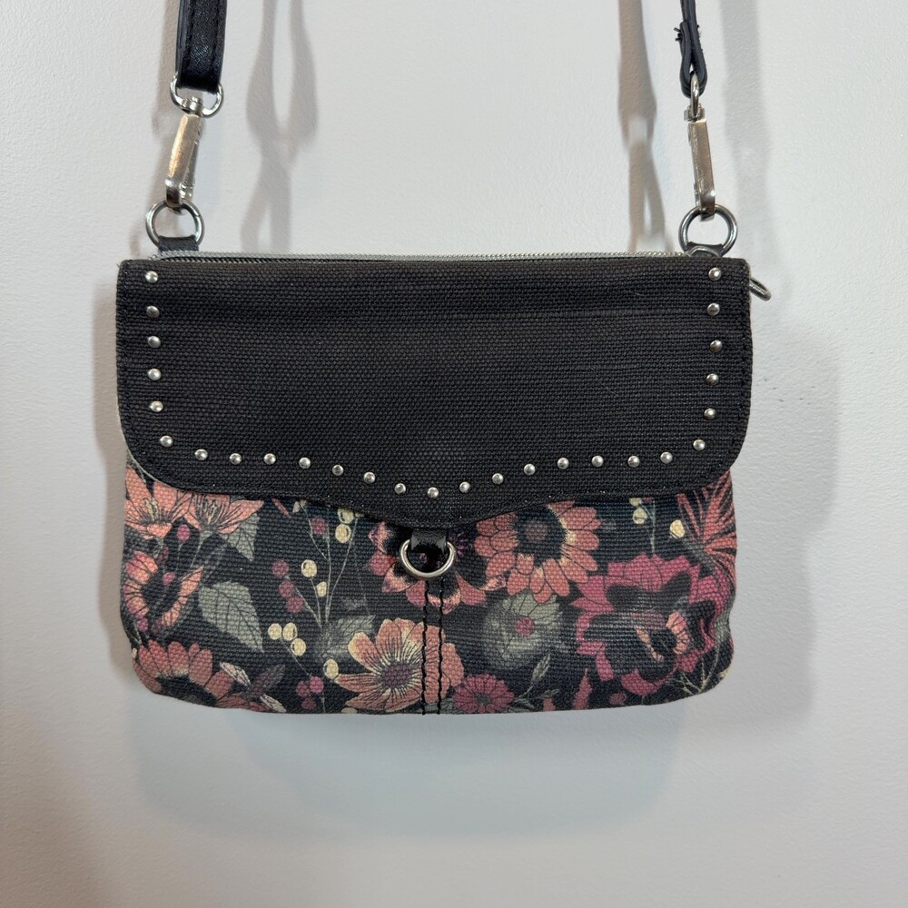 Sakroots Austen Double Gst Crossbody Bag Floral Studded Jute Canvas